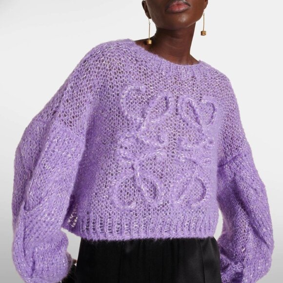 LOEWE Anagram Knit Mohair Blend Sweater (Purple) - Picture 4 of 16